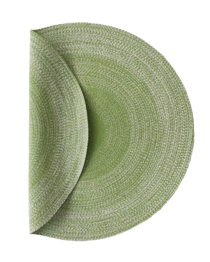 ⁦Handmade Green & White Color Cotton Round Braided Rug - BR 006⁩ - الصورة ⁦2⁩