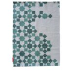 Stylish green multi-color polyester digital printed rug DD 008, 60x90cm, designed to elevate bedroom decor with contemporary flair by Ramsha Carpets.