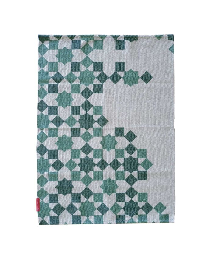 Stylish green multi-color polyester digital printed rug DD 008, 60x90cm, designed to elevate bedroom decor with contemporary flair by Ramsha Carpets.