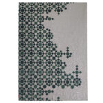 Elegant green multi-color polyester digital printed rug DD 008, 170x240cm, ideal for adding a touch of luxury to bedroom decor by Ramsha Carpets.