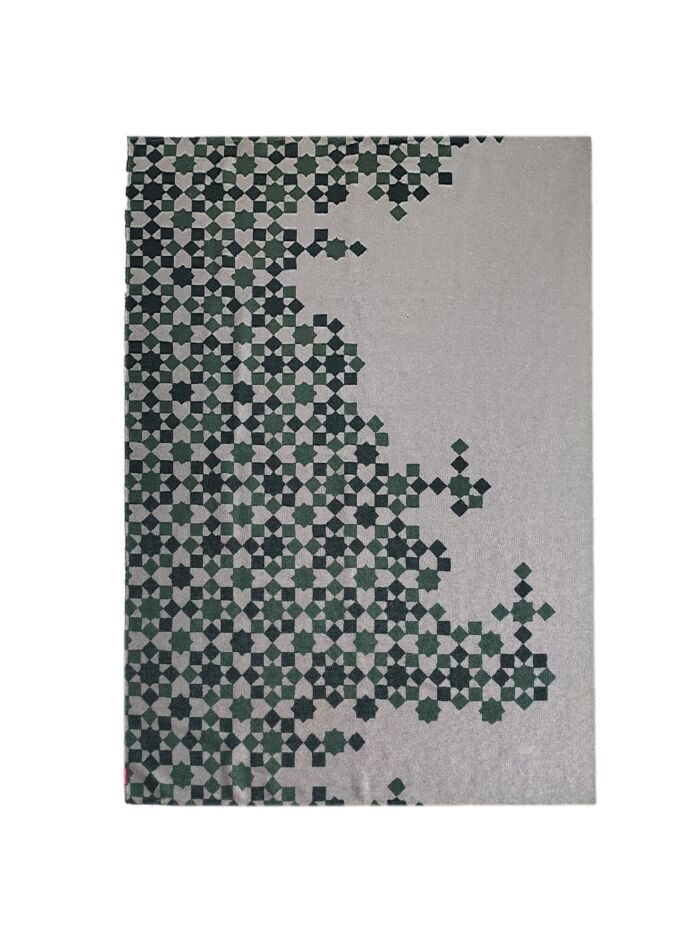 Elegant green multi-color polyester digital printed rug DD 008, 170x240cm, ideal for adding a touch of luxury to bedroom decor by Ramsha Carpets.