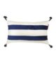 Chic 30x50cm polyester cushion with tassel accents in cafe white and blue, CS-137, ideal for enhancing window seats by Ramsha Home.
