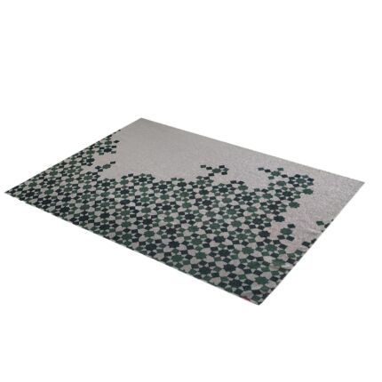 Chic green multi-color polyester digital printed rug DD 008, 170x240cm, designed to bring elegance and style to bedroom decor by Ramsha Carpets.