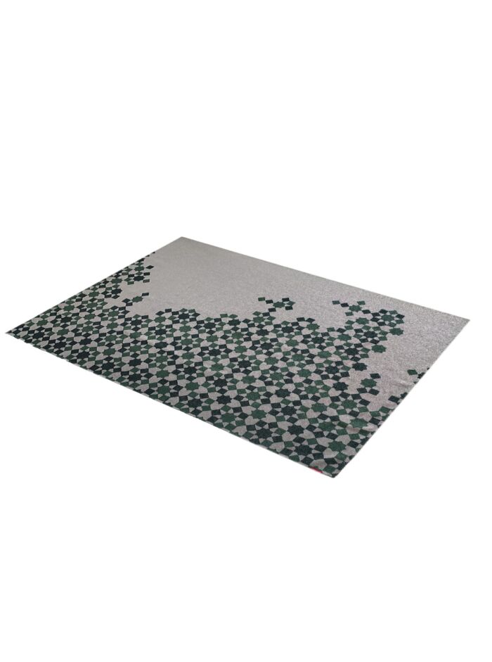 Chic green multi-color polyester digital printed rug DD 008, 170x240cm, designed to bring elegance and style to bedroom decor by Ramsha Carpets.
