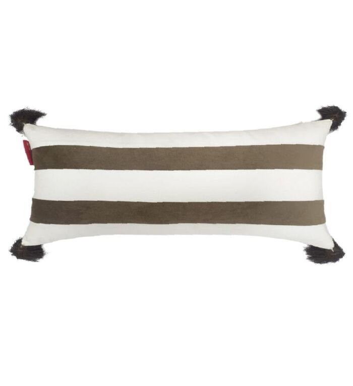 White & Brown Color Polyester Cushion with Filler for Indoor and Outdoor Use - CS 138 (30x50cm) - Image 1