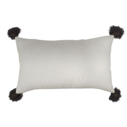 Stylish 30x90cm white and brown polyester cushion with tassels and filler, CS-138, perfect for indoor and outdoor decor by Ramsha Home.