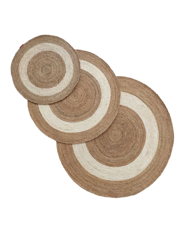 ⁦Handmade Natural & Bleach Color Braided Jute Round Rug - BR 008⁩ - الصورة ⁦5⁩