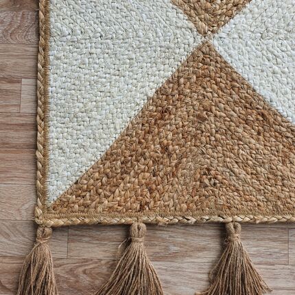 Luxurious braided jute rug BR 031 (160x240cm) with captivating design and tassel detail by Ramsha Home