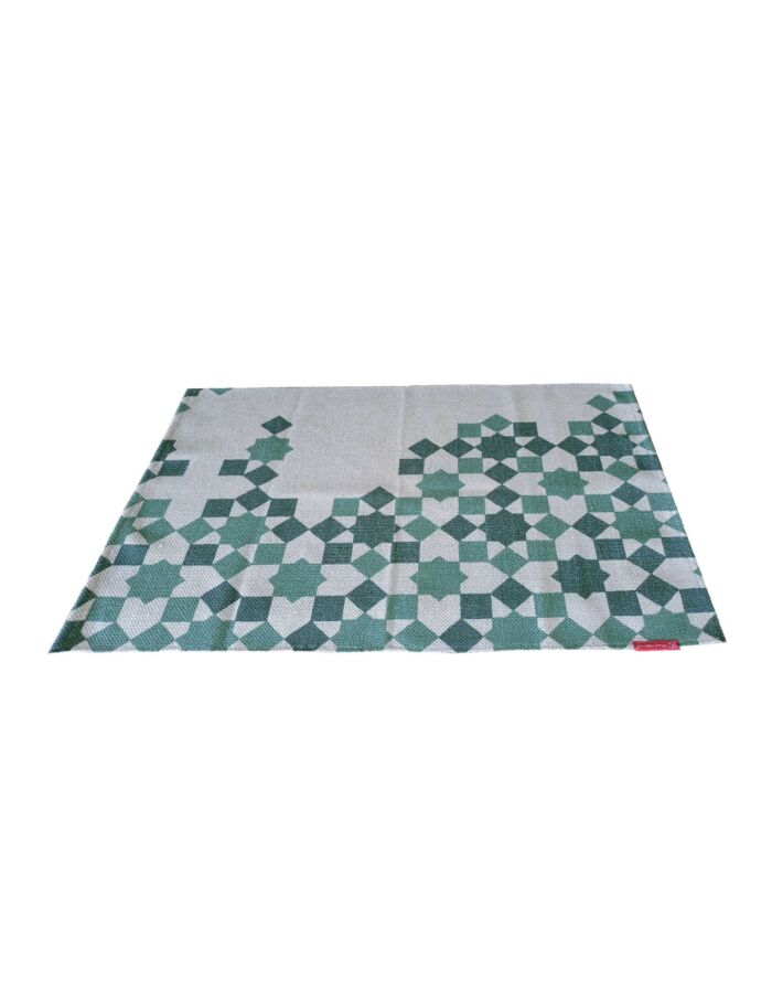 Vibrant green multi-color polyester digital printed rug DD 008, perfect for bedroom decor, measuring 60x90cm by Ramsha Carpets.