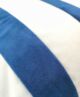 Contemporary 30x90cm polyester cushion in white and blue with tassels and filler, CS-137, designed for window seating and cafe areas by Ramsha Home.