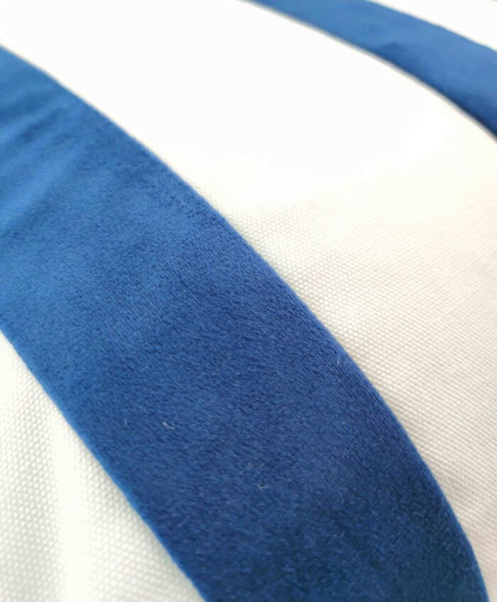 Elegant 30x50cm polyester cushion with modern tassels, cafe white and blue, CS-137, perfect for contemporary living spaces by Ramsha Home.