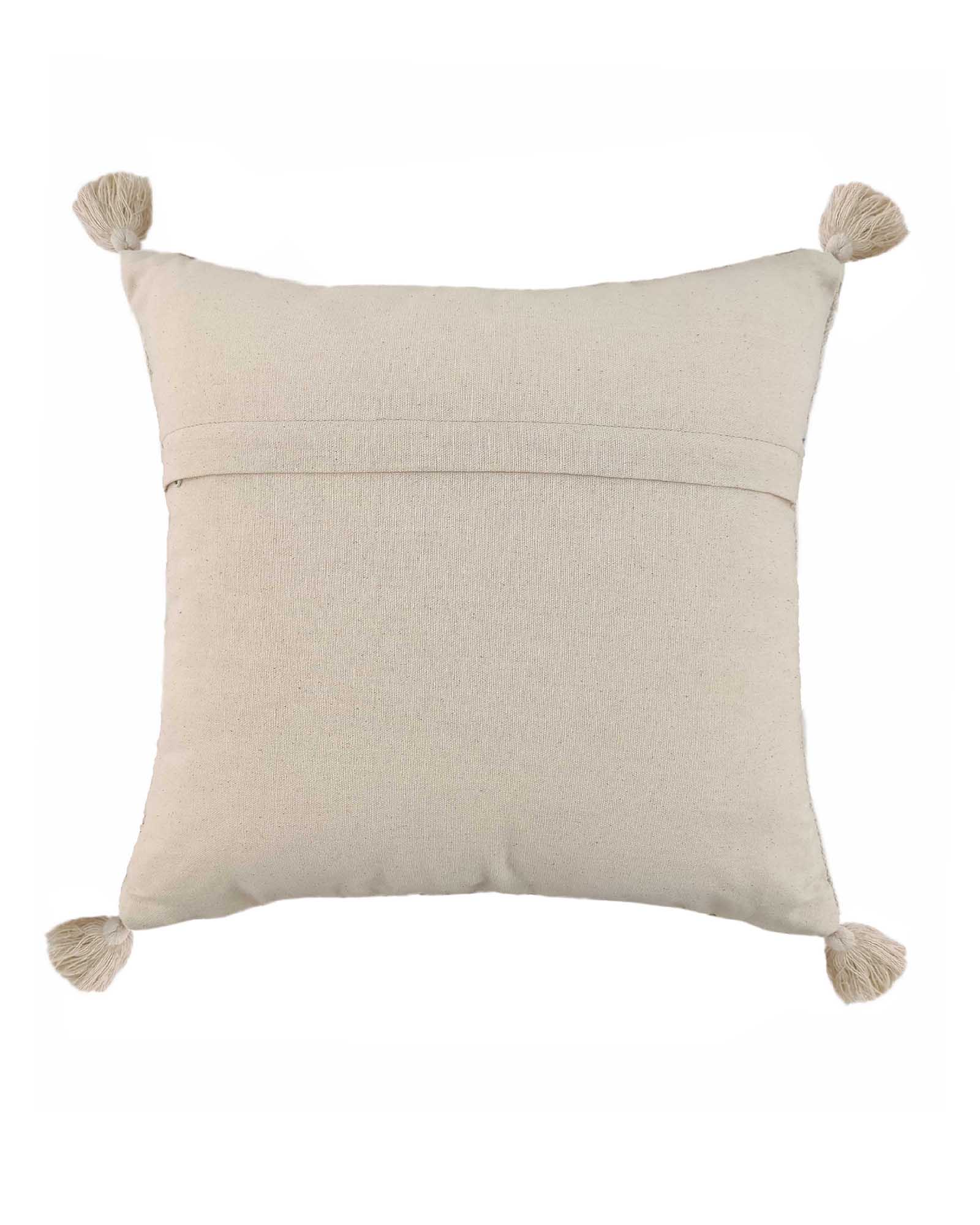 Stylish 45x45cm Natural Cotton and Acrylic Cushion with Embroidery and Tassels (CS-152) for Bed and Couch Decor by Ramsha Home Stylish 45x45cm cushion in natural color with embroidery and tassels, made from cotton and acrylic, CS-152, ideal for bed and couch decor by Ramsha Home.