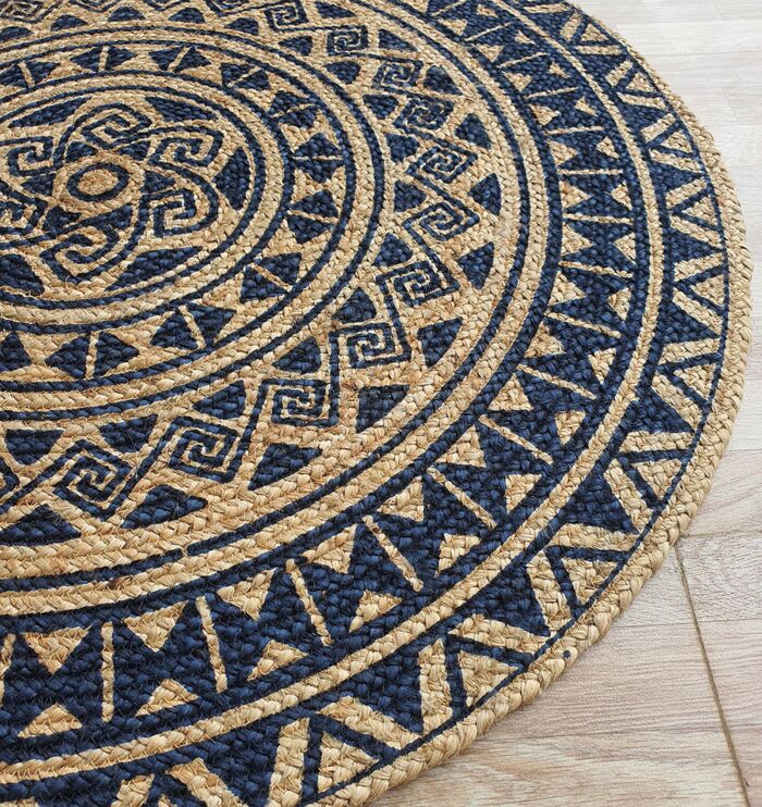 Handmade braided printed rug BR 059 in colorful design (90cm)