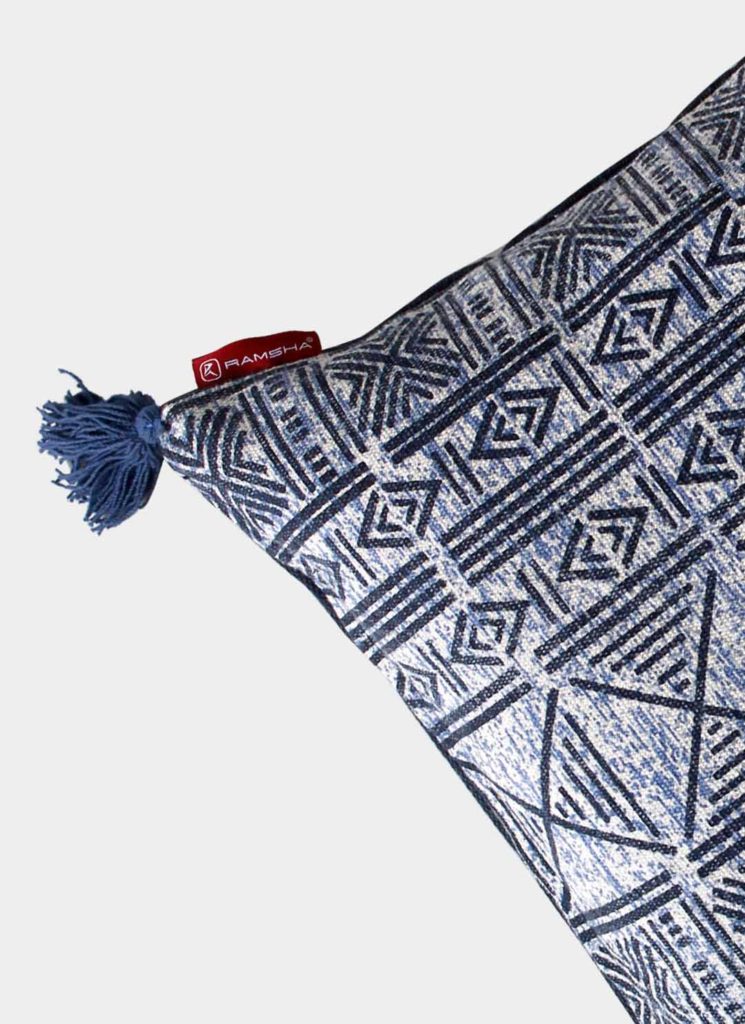 1-2-1-745x1024 Blue Color Cotton Cushion with Filler - CS 237 (45x45cm) - Image 3