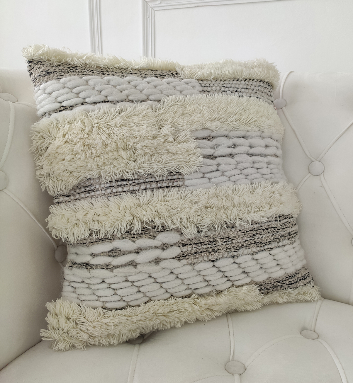 Comfortable Wool and Cotton Cushion CS-280 - Handcrafted, Natural Color, 60X60cm Comfortable wool and cotton cushion CS-280, natural color, 60X60cm