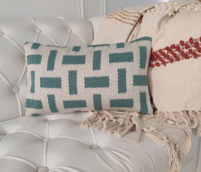 Soft and comfy cushion CS-256, light blue and cream, 30X90cm