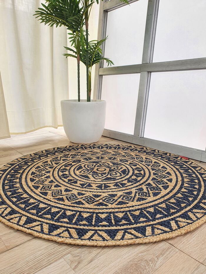 Versatile handmade braided printed rug BR 059 (90cm) by Ramsha Home