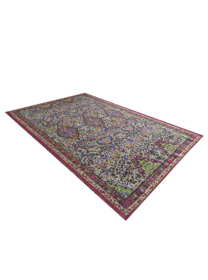 Vibrant 170x240cm digital printed rug, DD 001, featuring a multi-color design ideal for brightening bedroom decor by Ramsha Home.