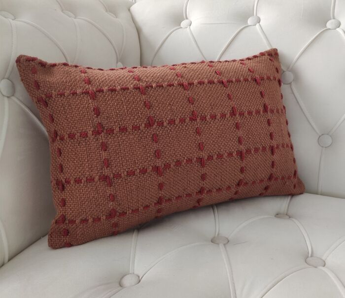 Soft woven polyester cushion CS-251, 30x50cm, adding a pop of color to sofa settings by Ramsha Home.