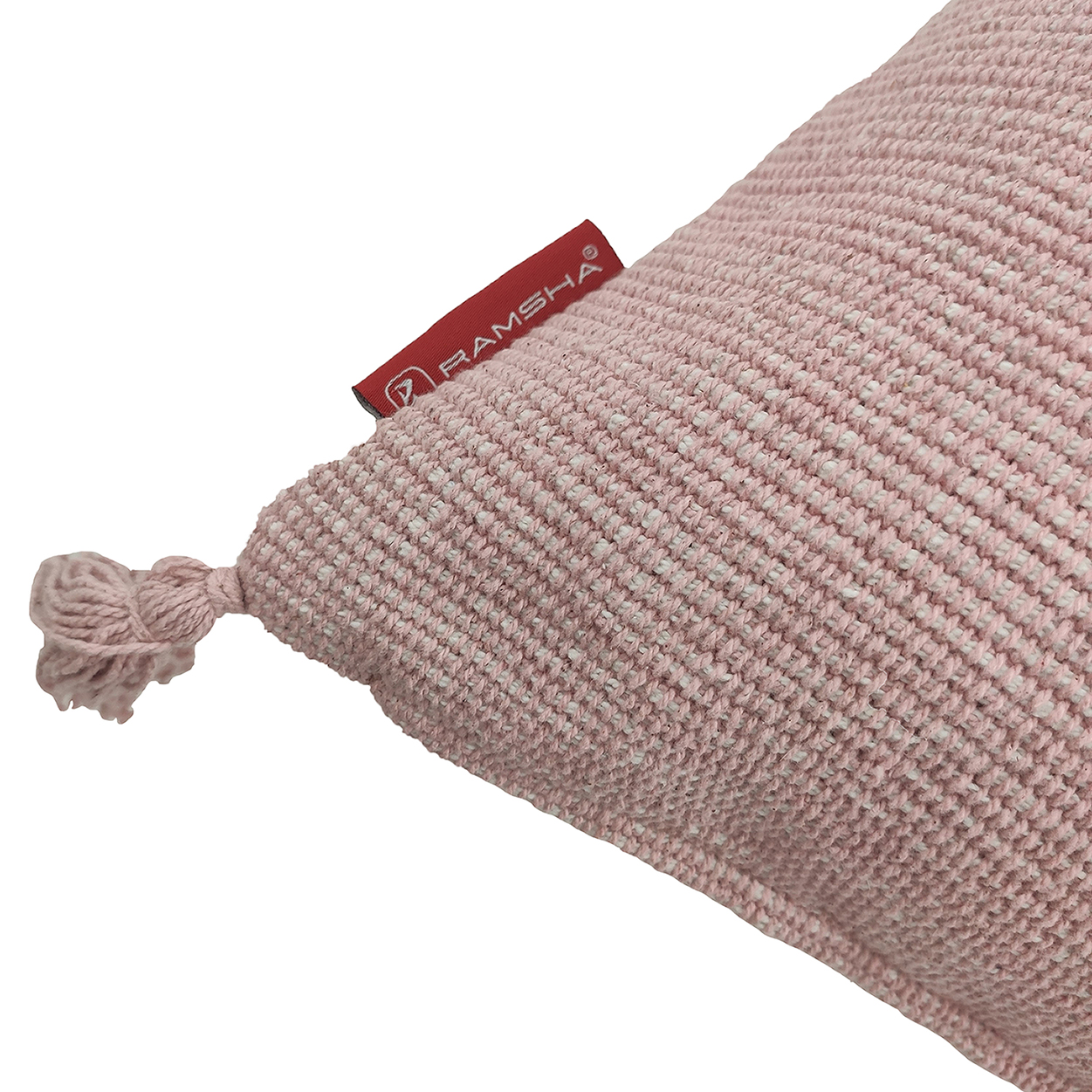 Comfortable Cushion with Tassels for Window Seat, Bed or Floor (55X55cm) Square Cotton Cushion with Filler and Tassels in Pink