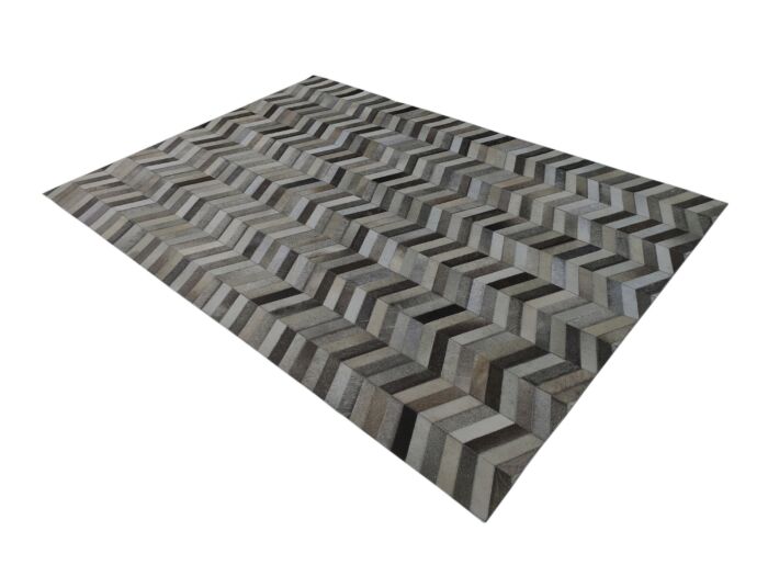 Dining room grey leather rug LR 003, 200x300cm