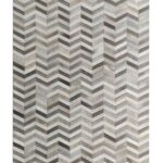 Grey color leather rug LR 003 for dining room decor, 140x200cm