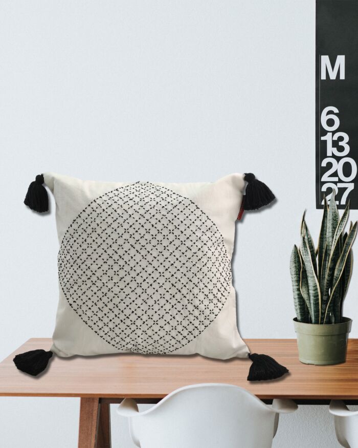 White & Blue Color Cotton Cushion with Filler for Couch, Sofa, Floor - CS 194 (45x45cm) - Image 5