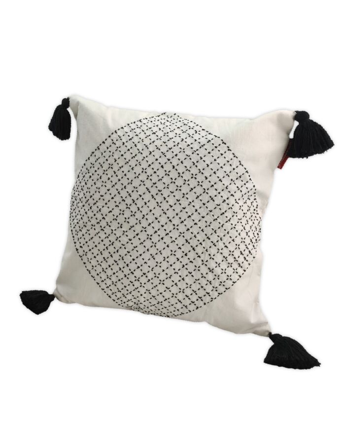 White & Blue Color Cotton Cushion with Filler for Couch, Sofa, Floor - CS 194 (45x45cm) - Image 2