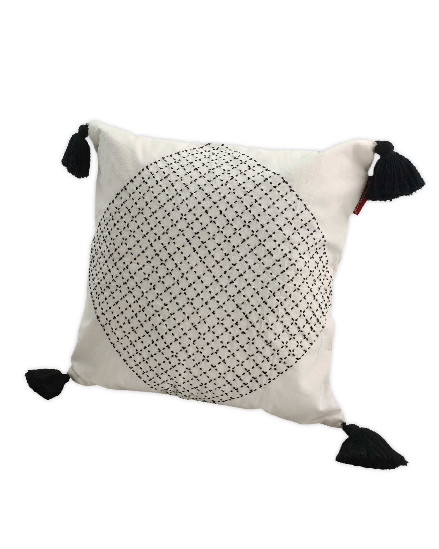 1664361643602 White & Blue Color Cotton Cushion with Filler for Couch, Sofa, Floor - CS 194 (45x45cm) - Image 2