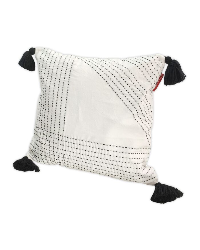 White & Blue Color Cotton Cushion with Filler for Couch, Sofa, Floor - CS 190 (45x45cm) - Image 2