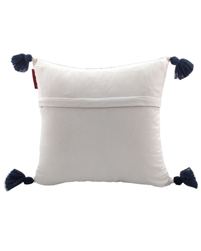 White & Blue Color Cotton Cushion with Filler for Couch, Sofa, Floor - CS 191 (45x45cm) - Image 4