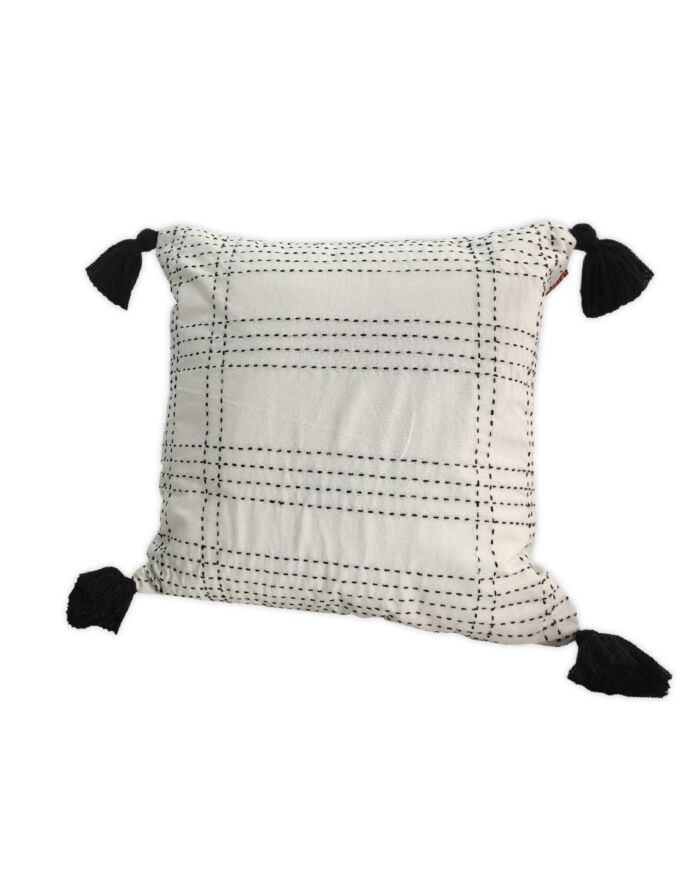 White & Blue Color Cotton Cushion with Filler for Couch, Sofa, Floor - CS 193 (45x45cm) - Image 2