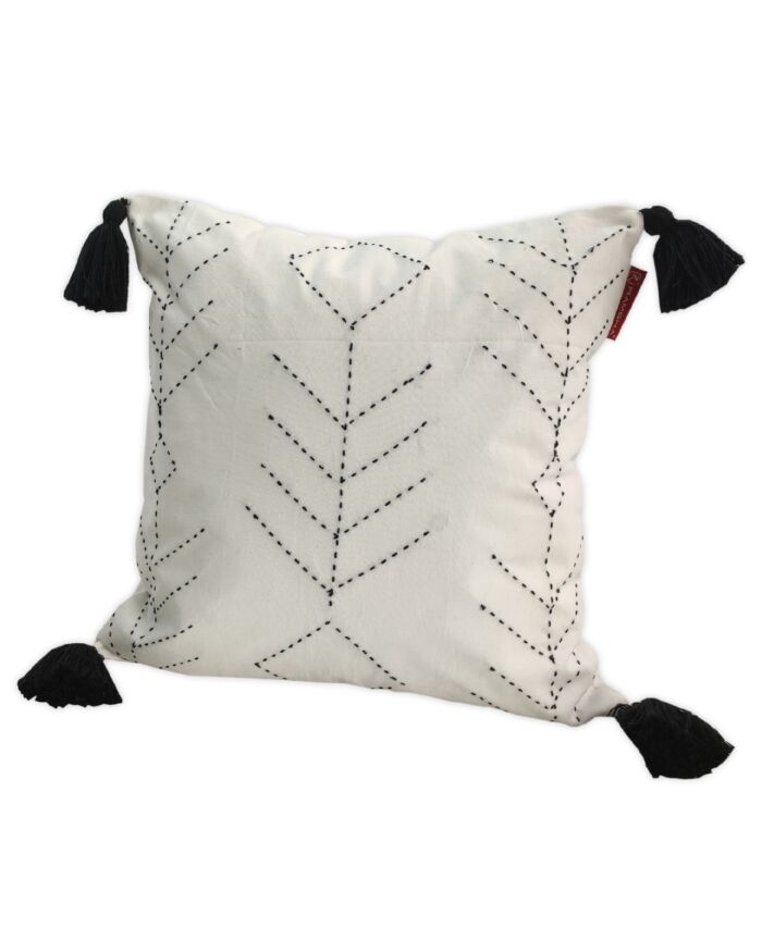 White & Blue Color Cotton Cushion with Filler for Couch, Sofa, Floor - CS 191 (45x45cm) - Image 2