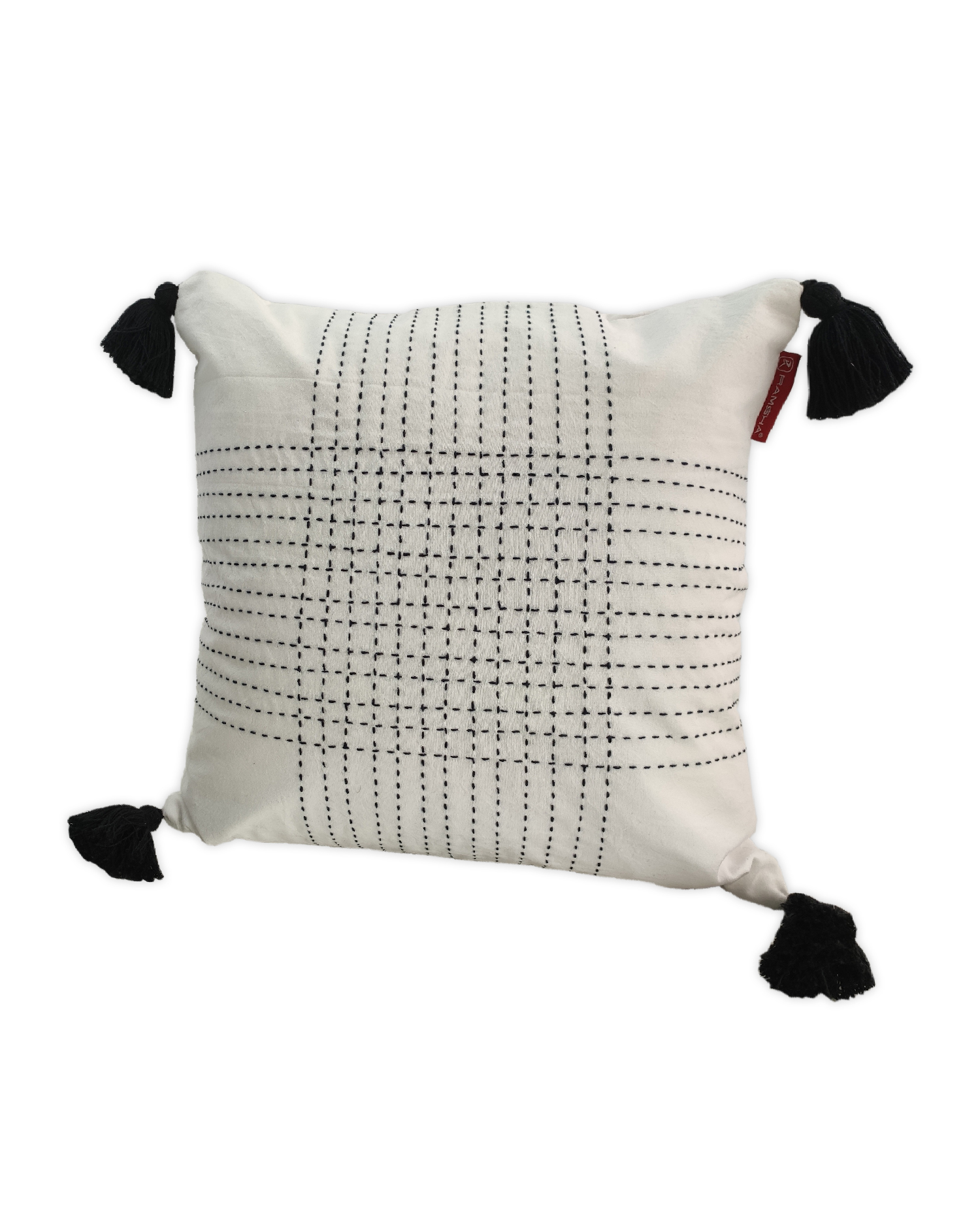 1664363229948 White & Blue Color Cotton Cushion with Filler for Couch, Sofa, Floor - CS 192 (45x45cm) - الصورة 2