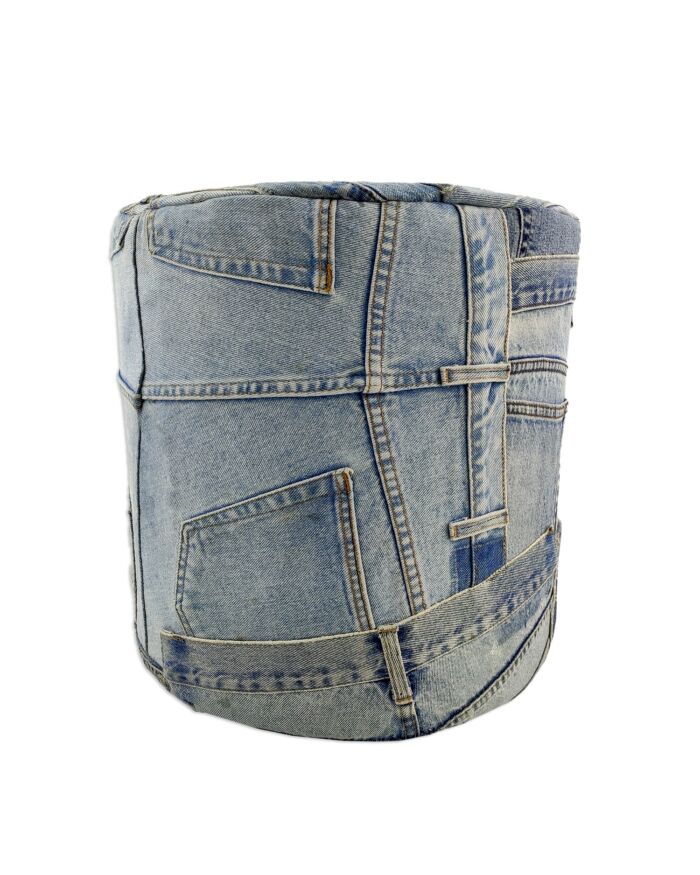 Blue denim cotton pouf for kids room PF-083 By Ramsha Home