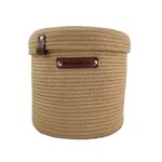 Stunning Beige Handmade Basket with Lid - BS 002 (22x22cm)
