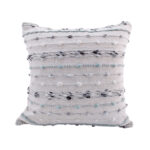 White Color Cotton & Acrylic Embroidery Cushion with Filler for Bed, Couch - CS 150 (45x45cm)