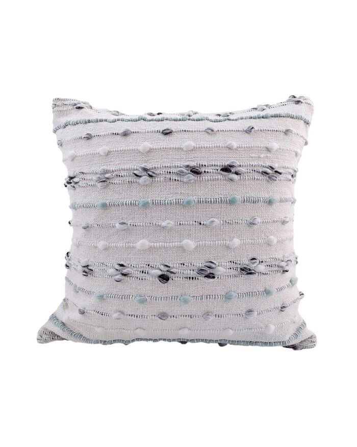 ⁦White Color Cotton & Acrylic Embroidery Cushion with Filler for Bed, Couch - CS 150 (45x45cm)⁩ - الصورة ⁦1⁩