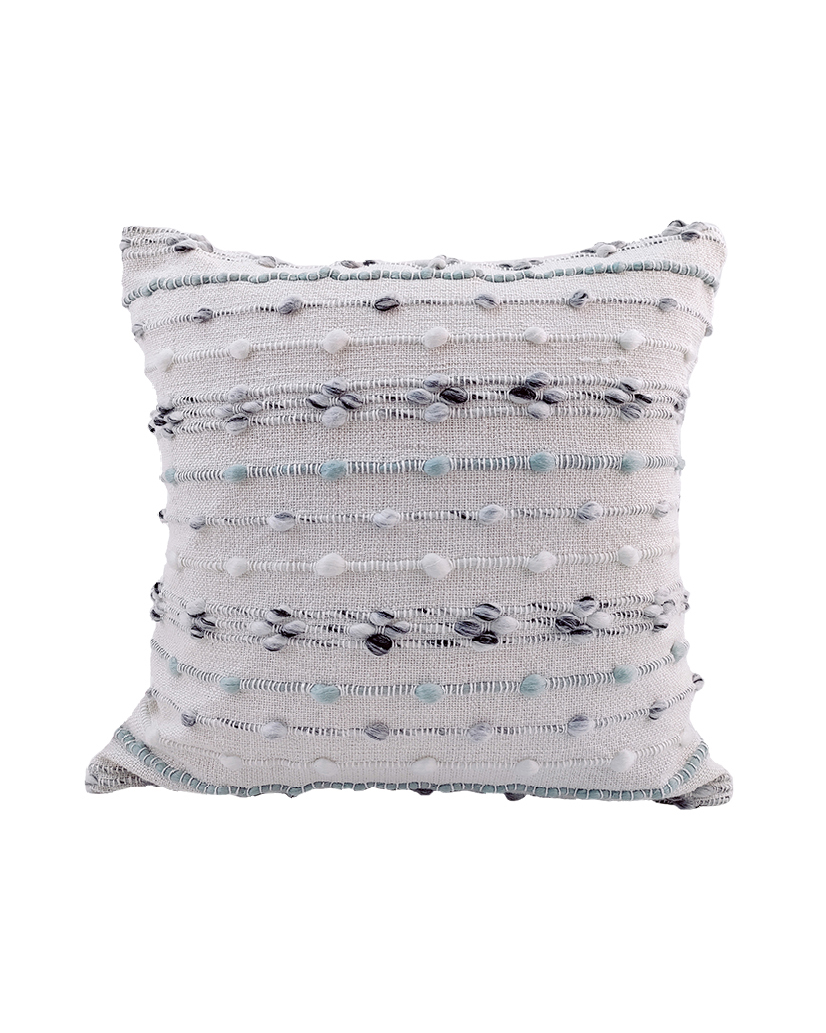 1673693438_30387-3 White Color Cotton & Acrylic Embroidery Cushion with Filler for Bed, Couch - CS 150 (45x45cm) - الصورة 1