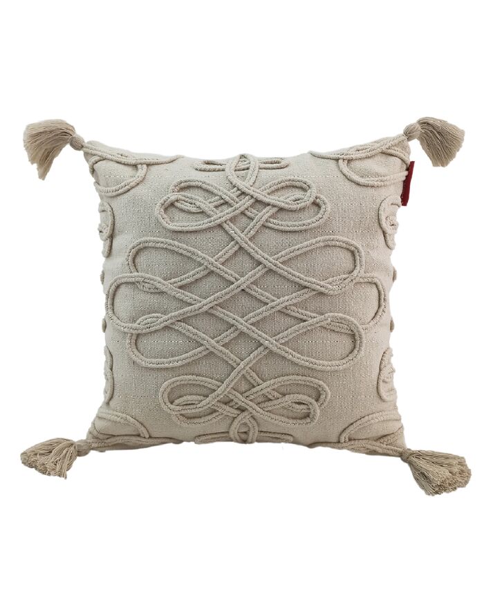 Natural Color Cotton Embroidery Cushion with Filler for Bed, Couch - CS 159 (45x45cm) - Image 1