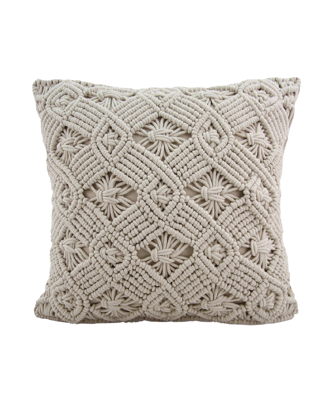 1673693464_IMG_1001-1 Natural White Color Cotton & Polyester Macrame Cushion - CS 169 (60x60cm) - Image 1