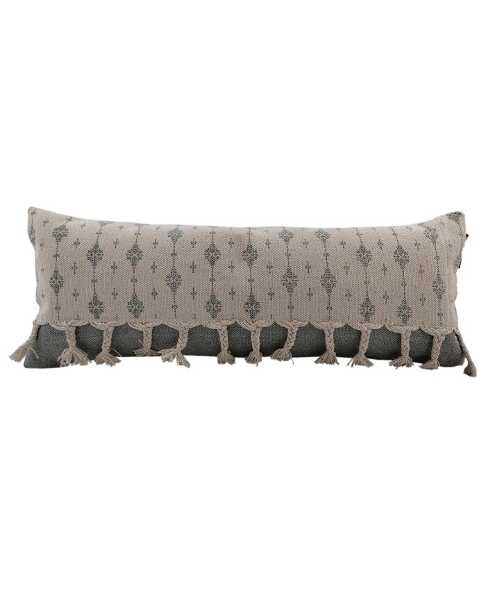 ⁦White & Grey Color Cotton Cushion with Filler for Window Seat, Floor - CS 173(30x90cm)⁩ - الصورة ⁦1⁩