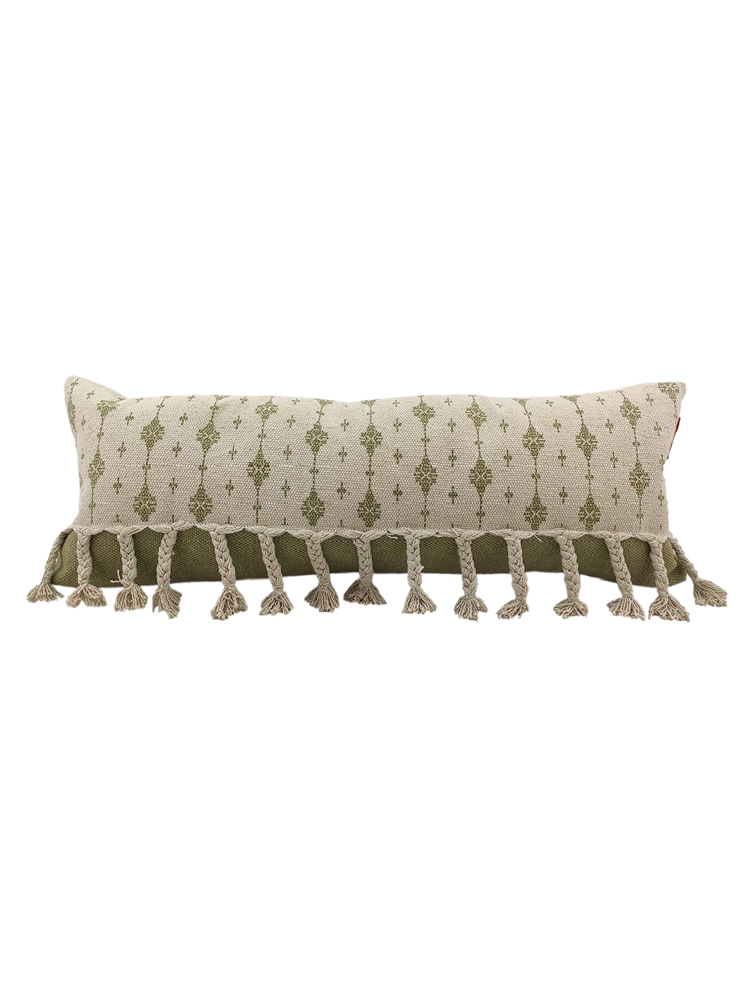 1673693477_IMG_20220716_105011 White & Green Color Cotton Cushion with Filler for Living Room, Bed, Couch - CS 174 (30x90cm) - Image 1