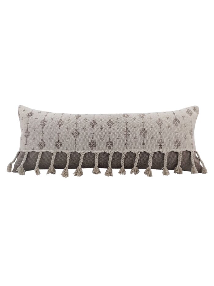 White & Beige Color Cotton Cushion with Filler for Living Room, Bed, Couch - CS 175 (30x90cm) - Image 1