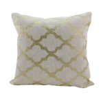 White & Gold Color Cotton Cushion with Filler for Sofa, Couch, and Floor - CS 178 (45x45cm)