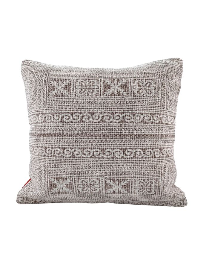Light Beige & White Color Cotton Cushion with Filler for Bedroom, Couch, Car - CS 180 (45x45cm) - Image 1