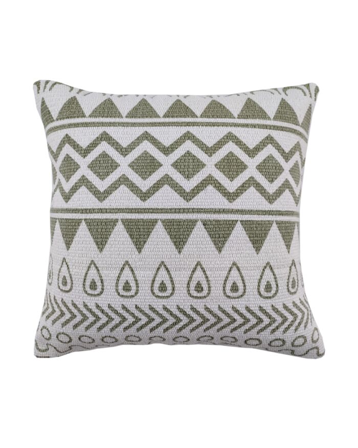 Light Green & White Color Cotton Cushion with Filler for Bedroom, Couch, Car - CS 183 (45x45cm) - Image 1