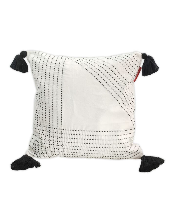 White & Blue Color Cotton Cushion with Filler for Couch, Sofa, Floor - CS 190 (45x45cm) - Image 1