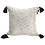 White & Blue Color Cotton Cushion with Filler for Couch, Sofa, Floor - CS 191 (45x45cm)