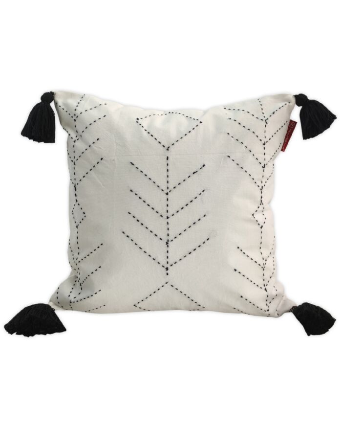 White & Blue Color Cotton Cushion with Filler for Couch, Sofa, Floor - CS 191 (45x45cm) - Image 1